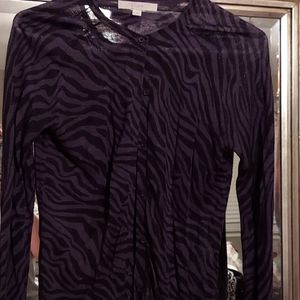 Loft purple black print cardigan